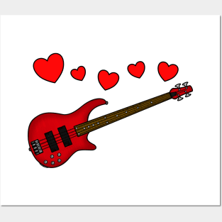 Valentines Bass Guitar Bassist Wedding Musician Posters and Art